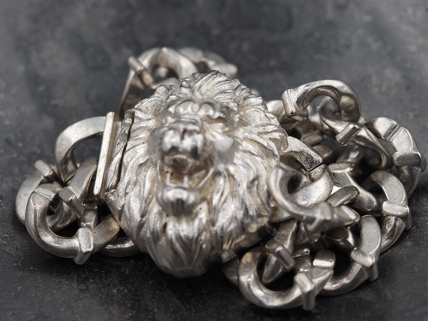 Original Templar / Freemason / Masonic Lion Design, Regency / Empire / Gothic Curb Bracelet - A Forged Gift For Him Or Her - Silver Covered