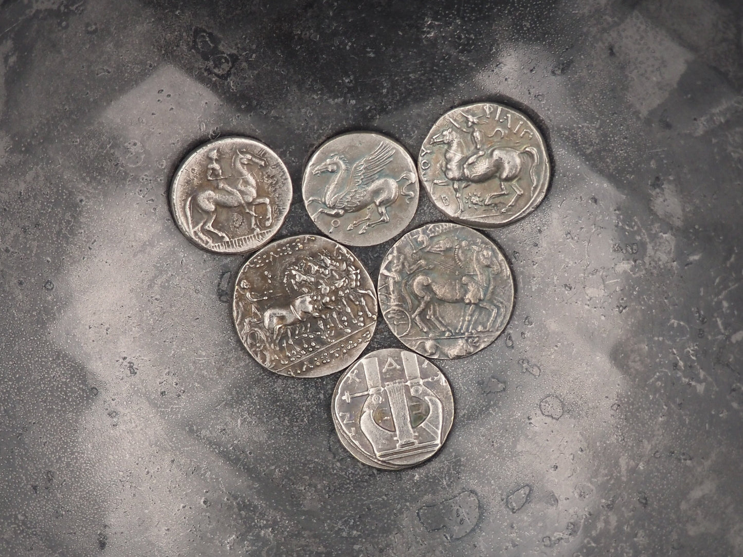 Collection Of 16 Silver-Plated Replica Greek Empire Ancient Museum Coins - Collectable & Great For Jewelry Making As Pendents