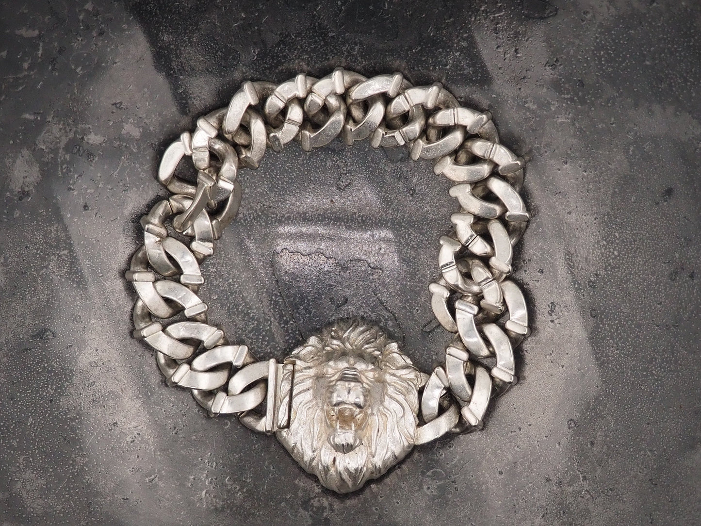 Original Templar / Freemason / Masonic Lion Design, Regency / Empire / Gothic Curb Bracelet - A Forged Gift For Him Or Her - Silver Covered