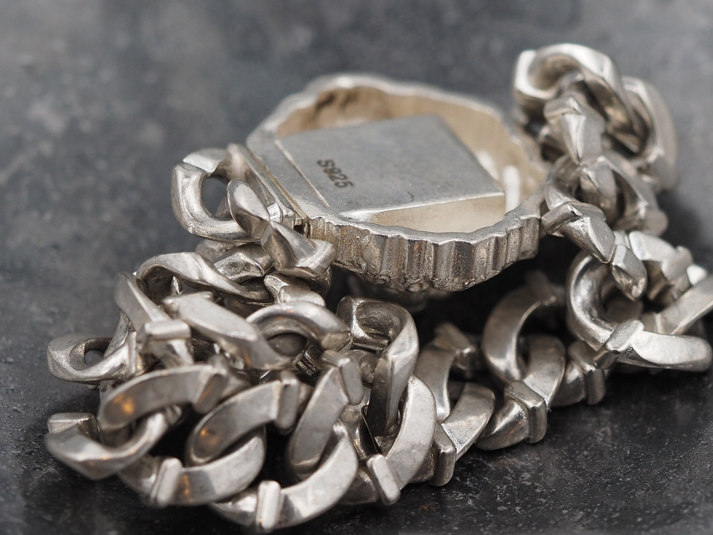 Original Templar / Freemason / Masonic Lion Design, Regency / Empire / Gothic Curb Bracelet - A Forged Gift For Him Or Her - Silver Covered