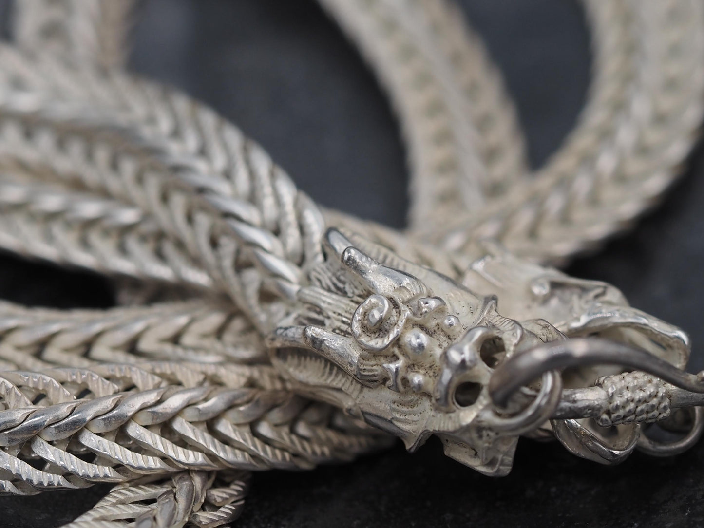 Original Dragon Serpent Design, Monster Silver Necklace - A Fine Moving Hand Forged, Ancient Gift For Him Or Her - Silver Covered