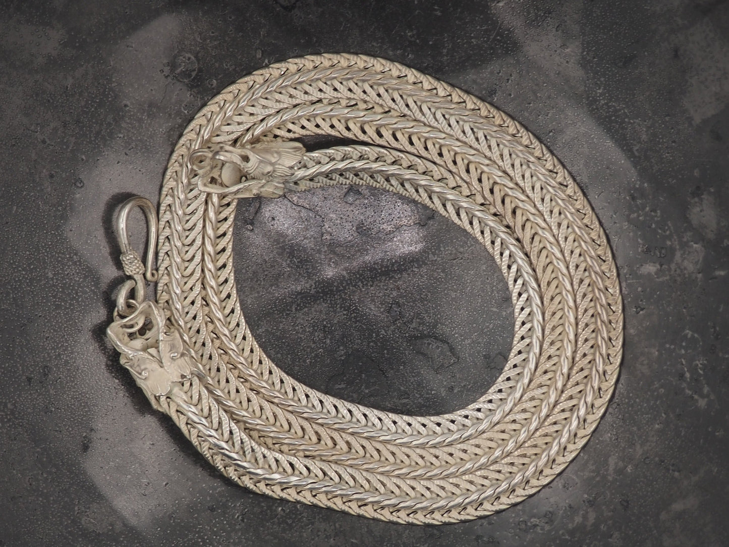 Original Dragon Serpent Design, Monster Silver Necklace - A Fine Moving Hand Forged, Ancient Gift For Him Or Her - Silver Covered