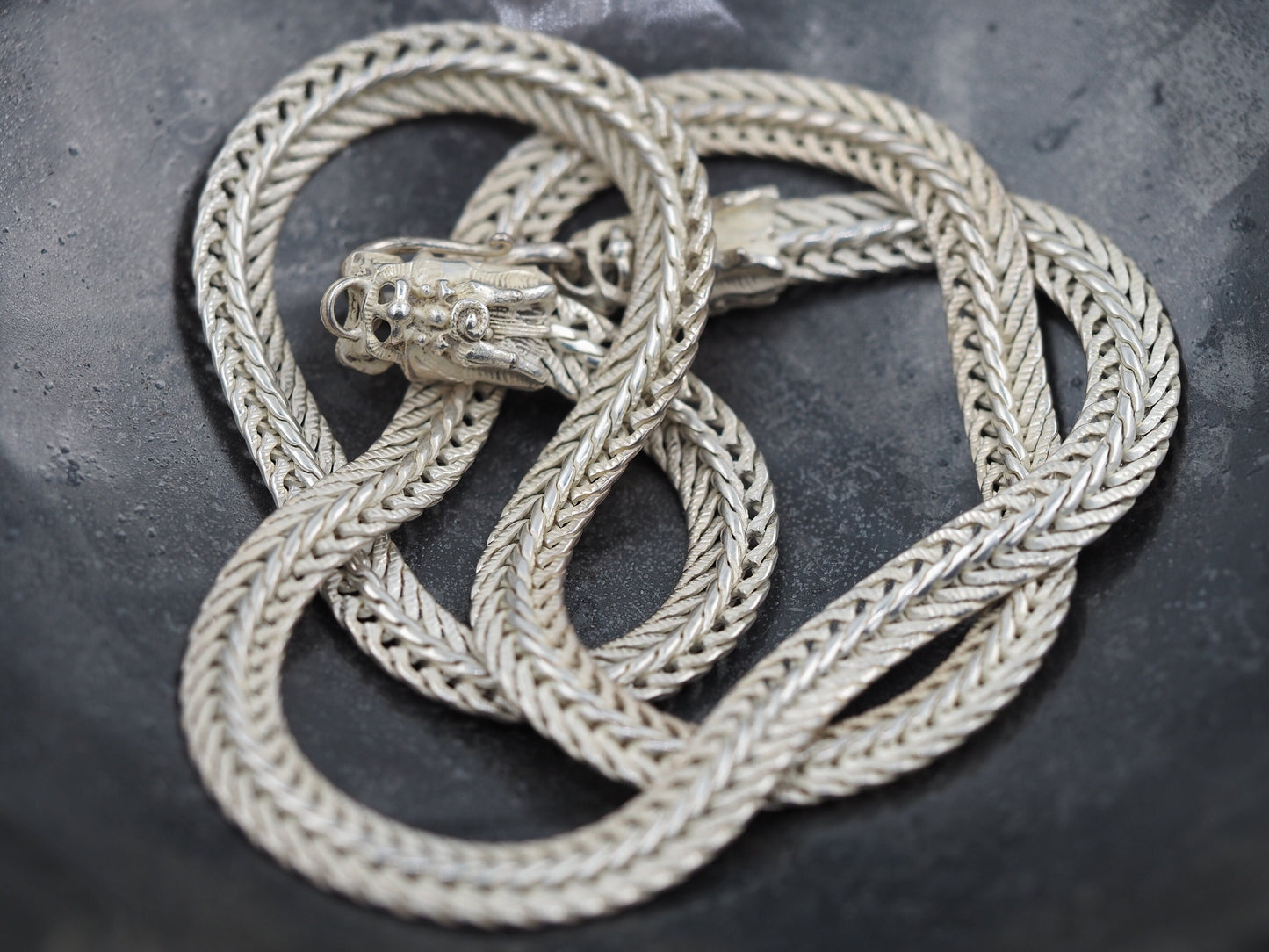 Original Dragon Serpent Design, Monster Silver Necklace - A Fine Moving Hand Forged, Ancient Gift For Him Or Her - Silver Covered
