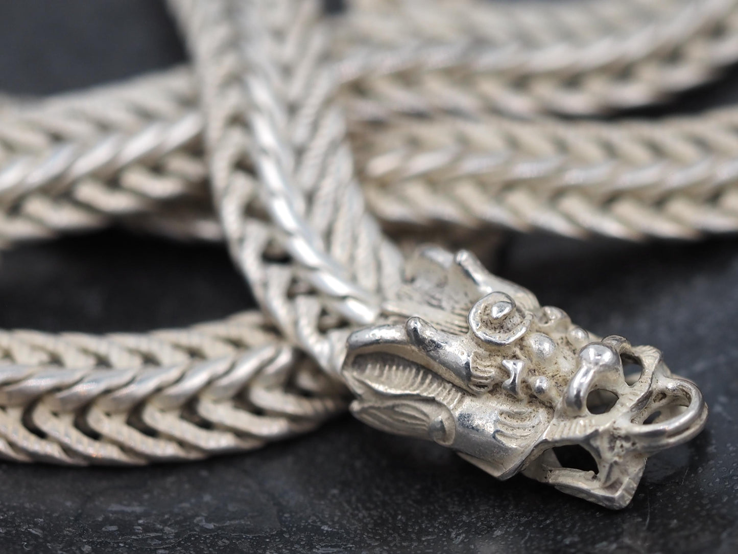 Original Dragon Serpent Design, Monster Silver Necklace - A Fine Moving Hand Forged, Ancient Gift For Him Or Her - Silver Covered