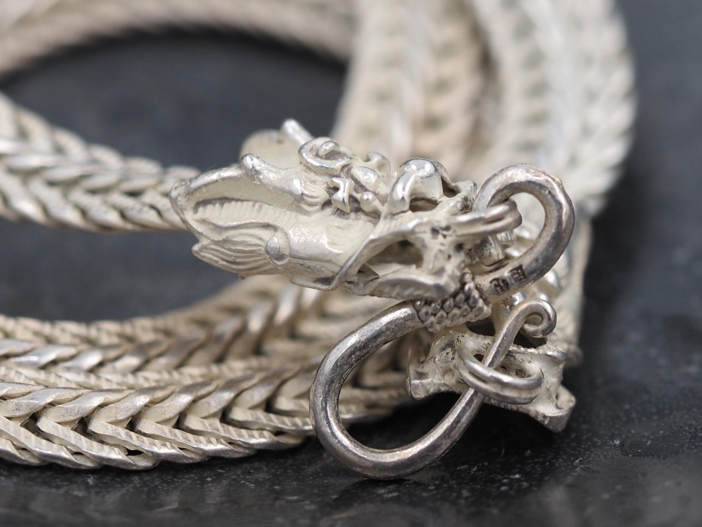 Original Dragon Serpent Design, Monster Silver Necklace - A Fine Moving Hand Forged, Ancient Gift For Him Or Her - Silver Covered