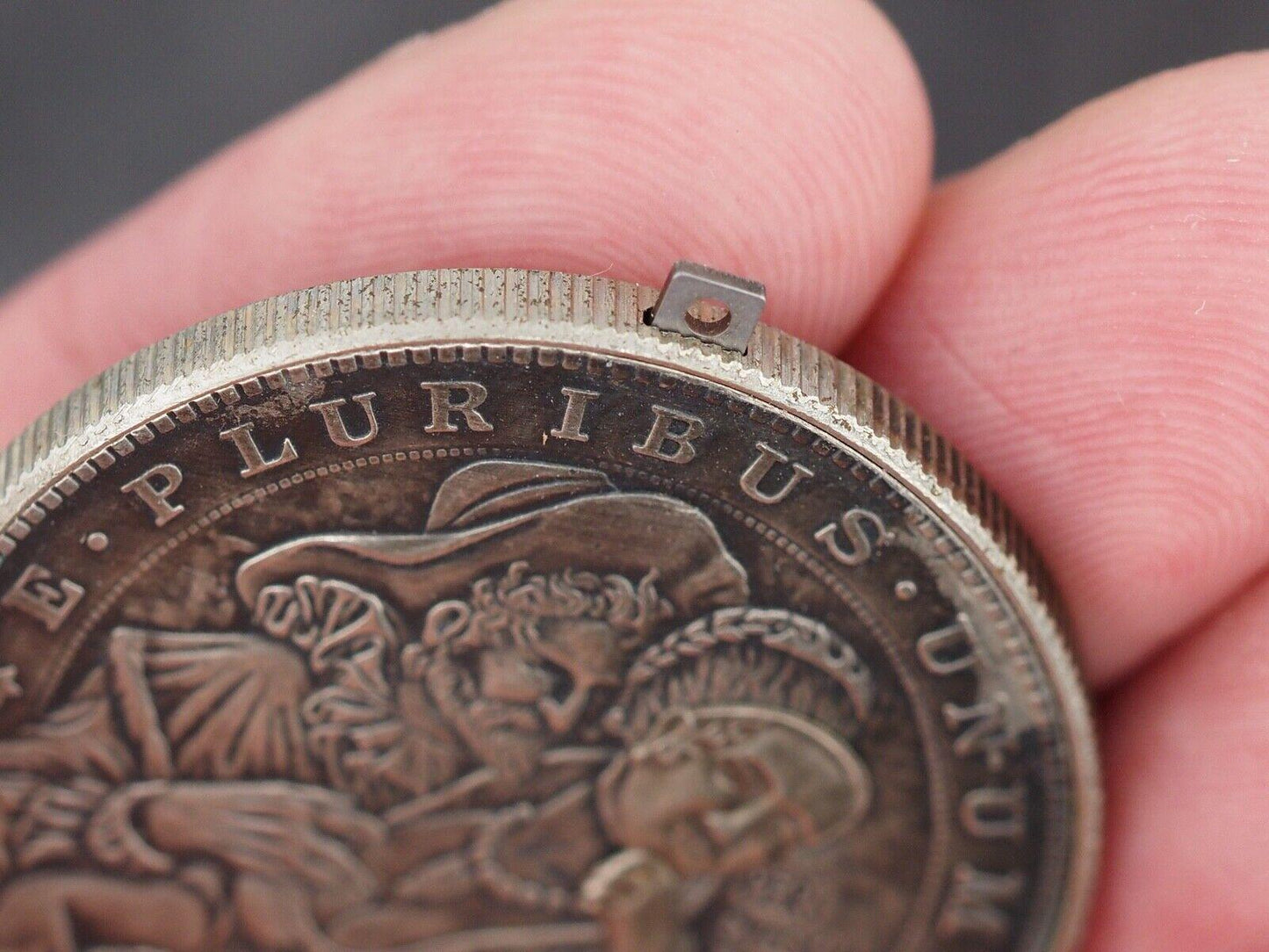 Unique Mechanical Morgan Dollar Memento Mori Vanitas/Of Masked Skull Lady .999 Silver Plated Replica Coin With Mechanism Movement
