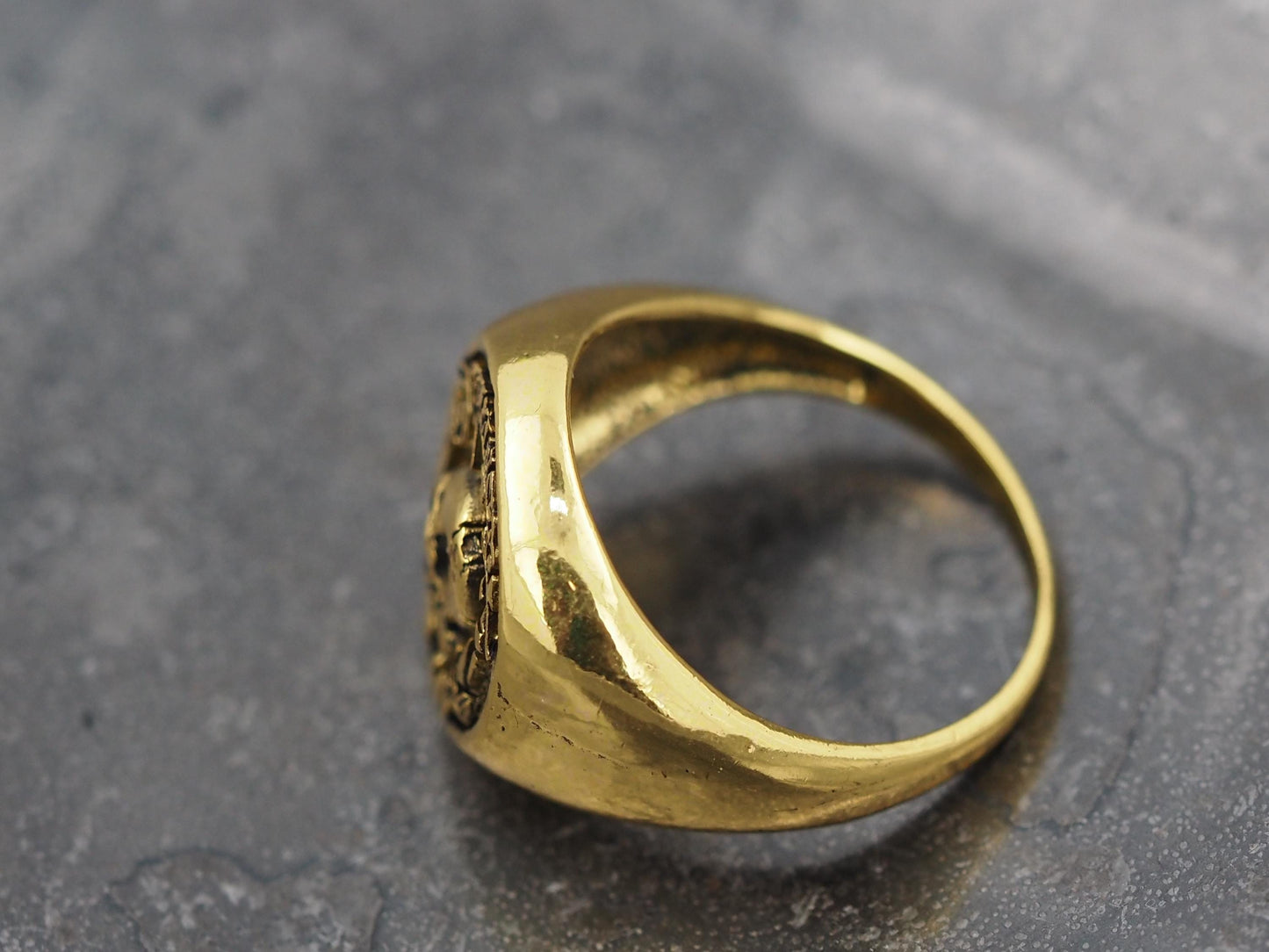 Memento Mori Signet Ring - Gold Covered