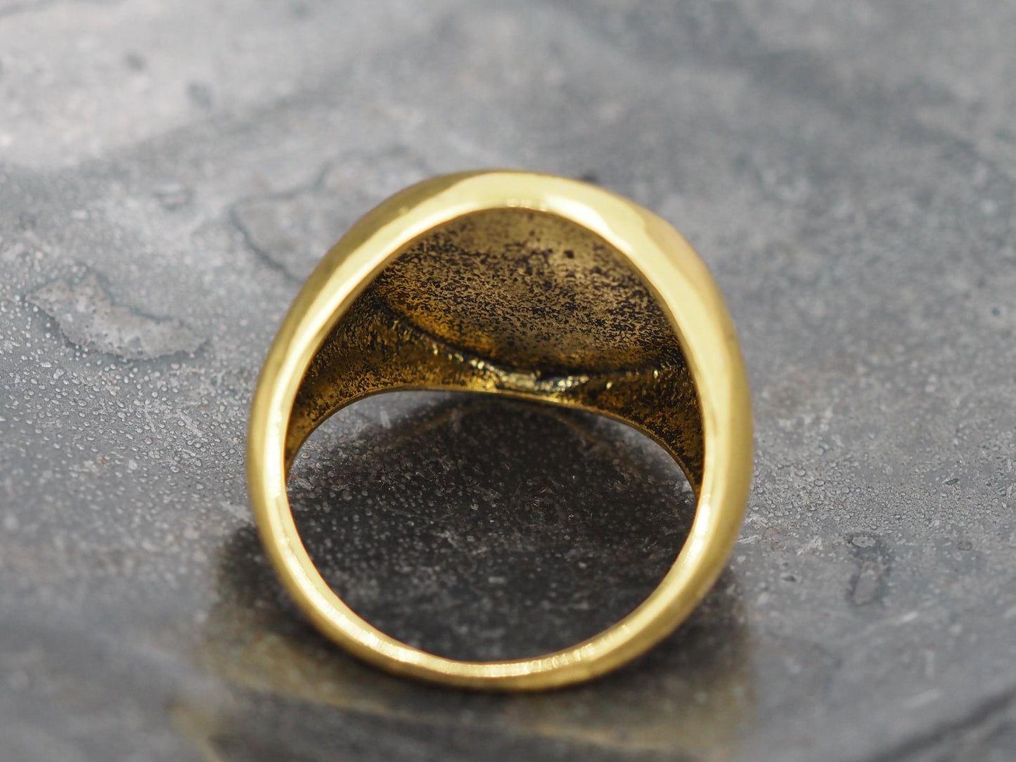 Memento Mori Signet Ring - Gold Covered