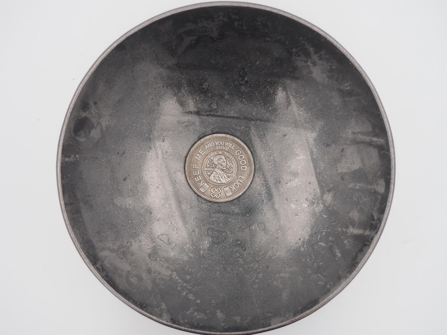 Hand Struck Flip Good Luck Coin - Angel Of Death - MementoMori/Skeleton/Skull .999 Silver Plated Replica Token/Medal