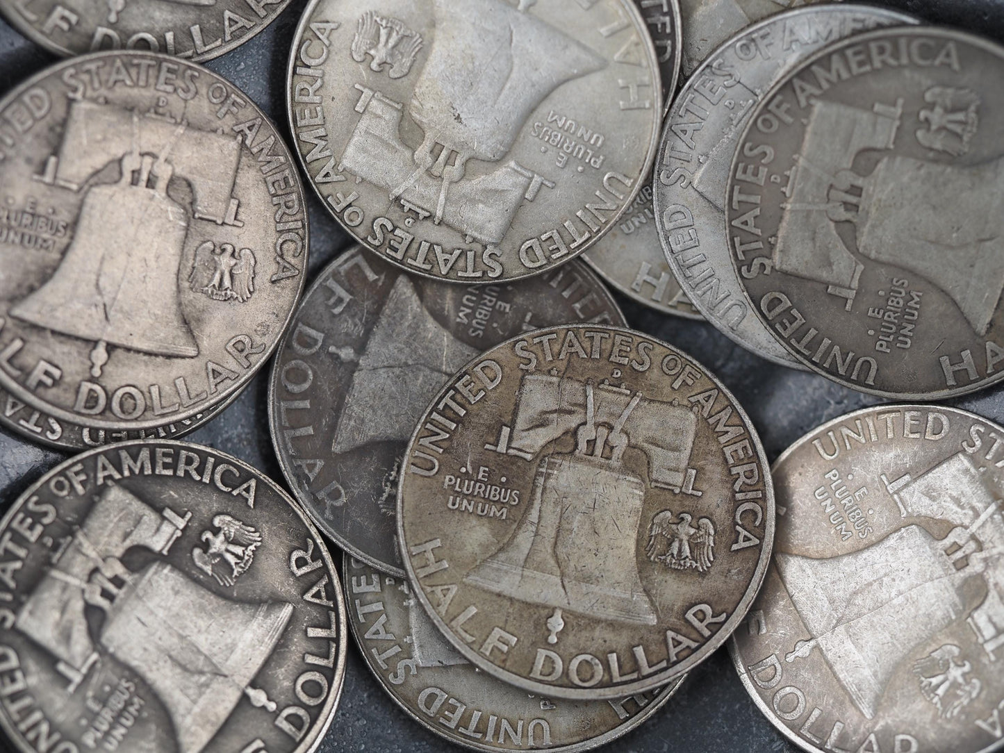 Bulk Collection - 15 Franklin Half Dollar/Coin/Metal Blanks - For Hobo Engraving & Carving - .999 Plated Replica Curio's - Crafts/Hobby