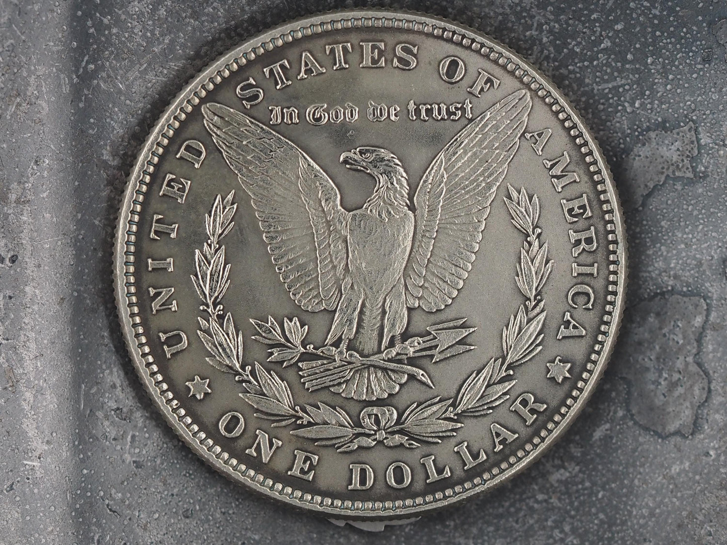 Christs Crucifixion Mechanical Morgan Dollar Replica (Gold Back) - Religious/God/Rapture/Biblical/Wrath/Empire - Roman Booteen/Moving Coin