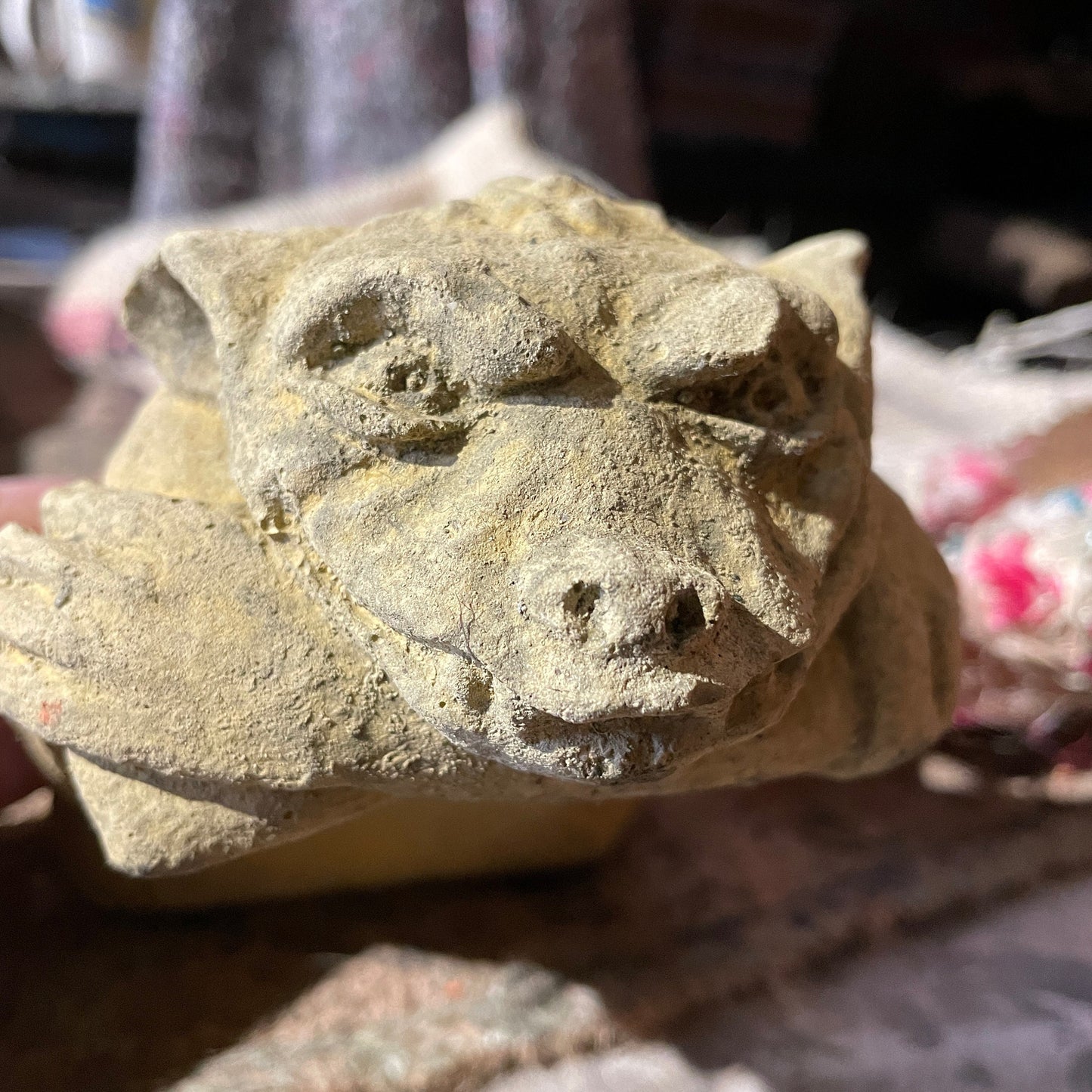 Aged Memento Mori / Medieval Style Sculpture / Gothic Church Gargoyle Wall / Shelf Hanging Ornament