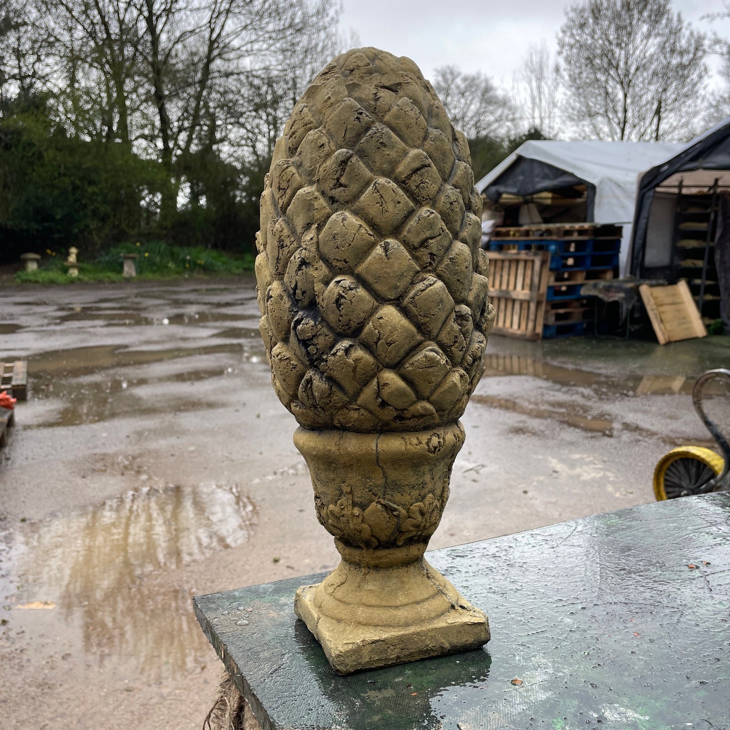 Aged Victorian Grand Tour Country House Architectural Salvage - An Ornamental Pineapple Column/Pillar Gate Post Cap