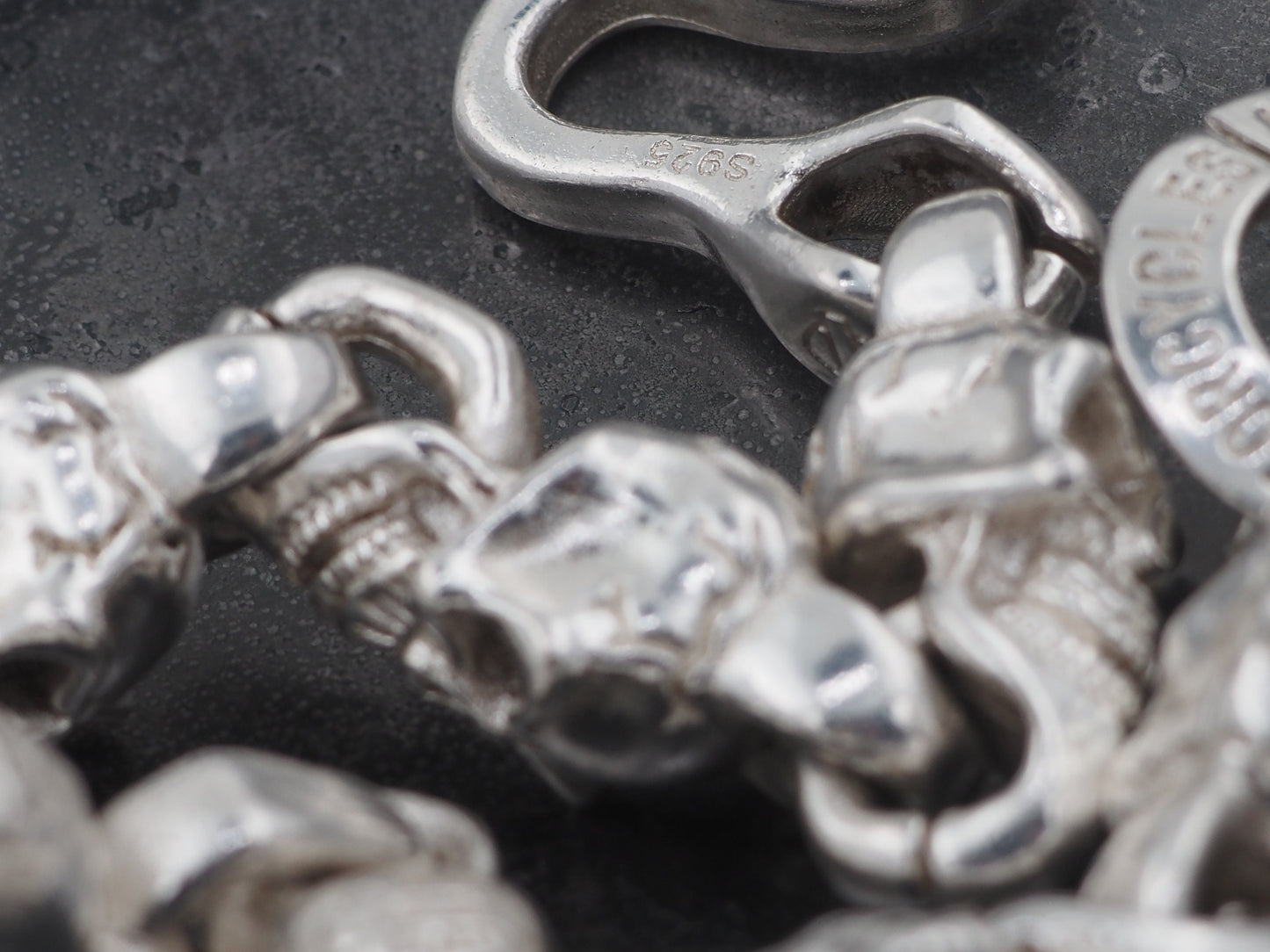 Original Memento Mori Design, Vanitas Skull Silver Hook Bracelet - A Heavy Hand Forged, Gothic Gift For Him Or Her - Silver Covered