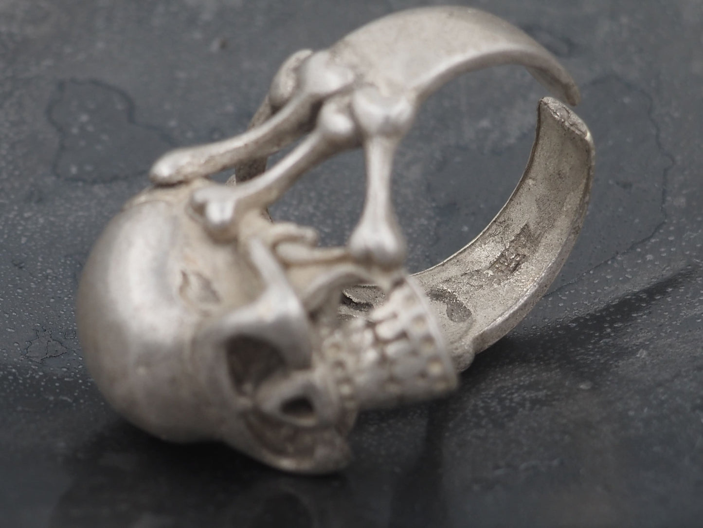 Original Memento Mori Design, Vanitas Skull Silver Ring - A Heavy Hand Forged, Gothic Gift For Him Or Her - Silver Covered