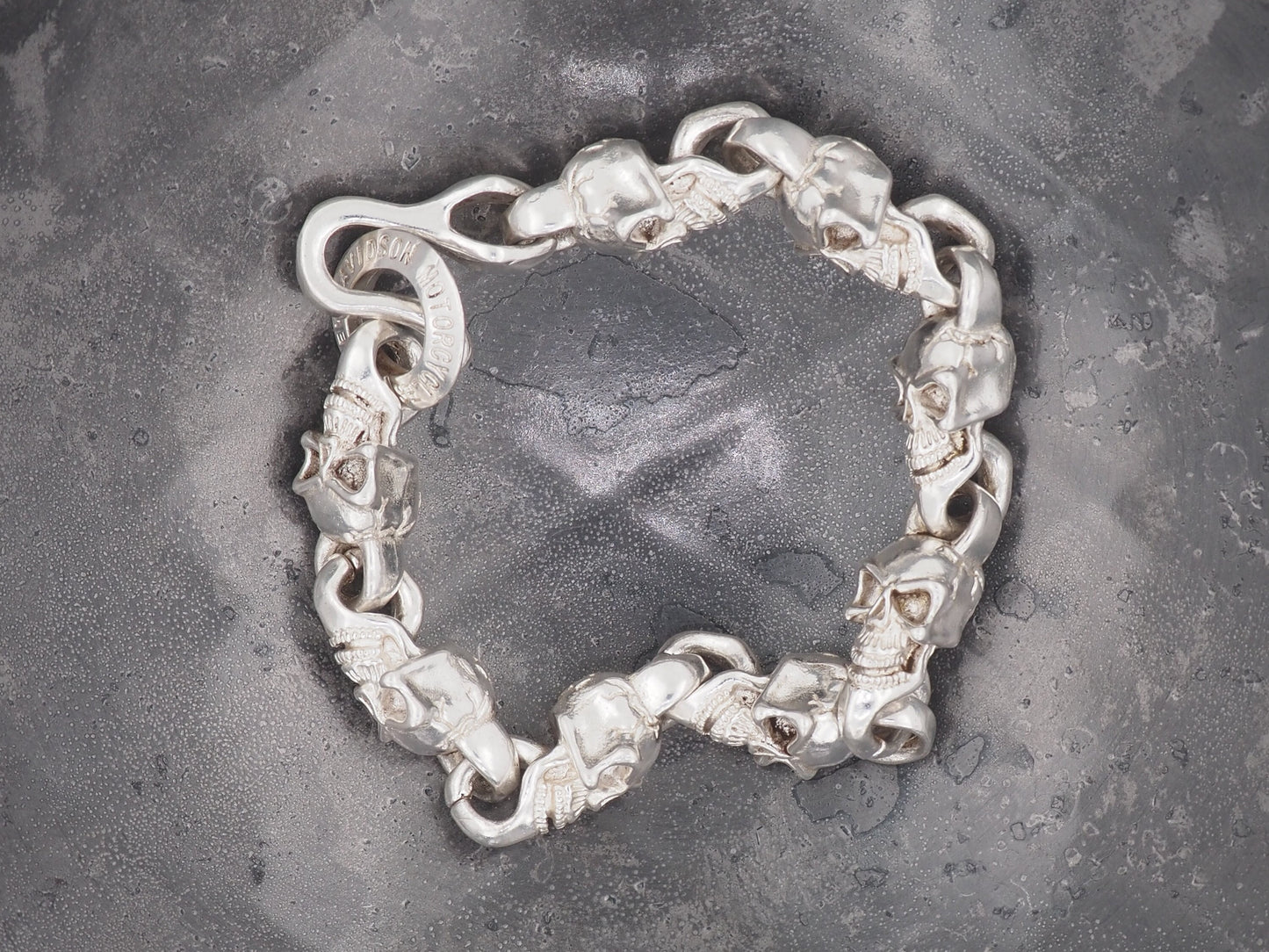 Original Memento Mori Design, Vanitas Skull Silver Hook Bracelet - A Heavy Hand Forged, Gothic Gift For Him Or Her - Silver Covered
