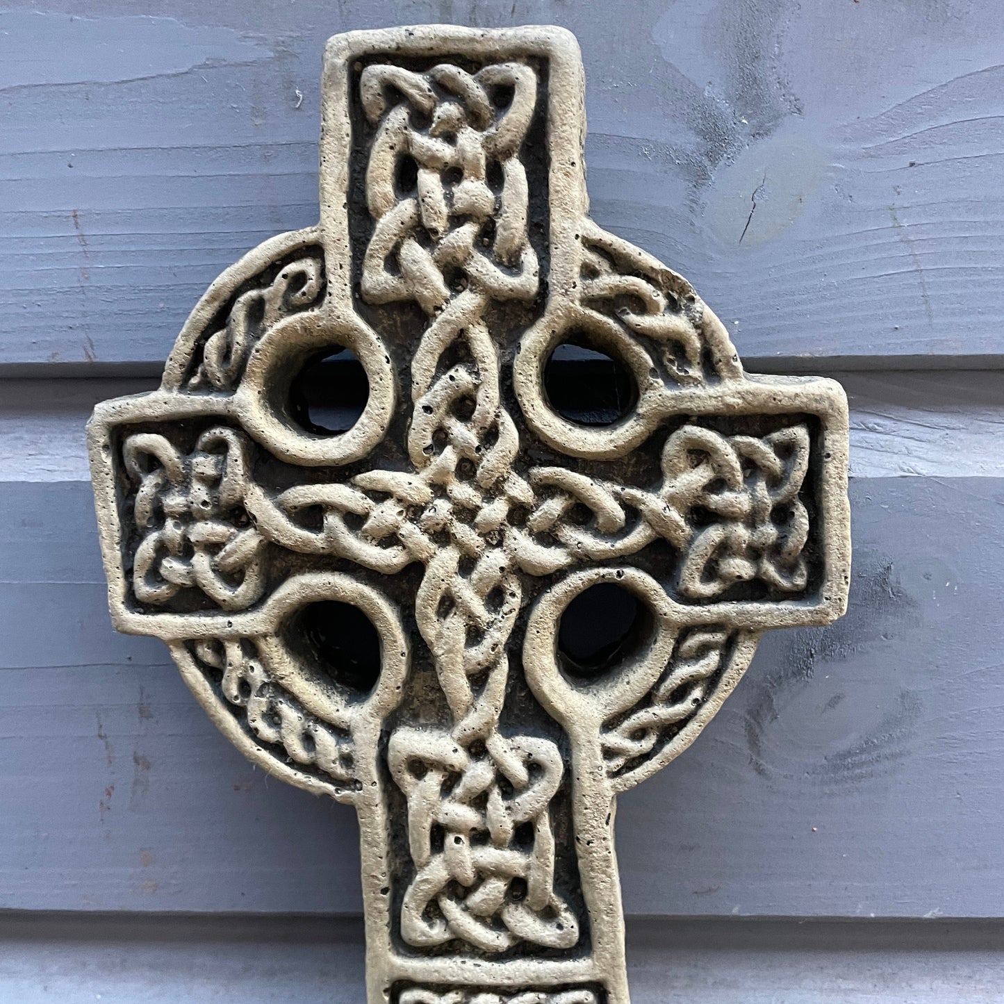 Aged Memento Mori / Medieval Style Sculpture / Gothic Celtic Cross Wall Art Plaque