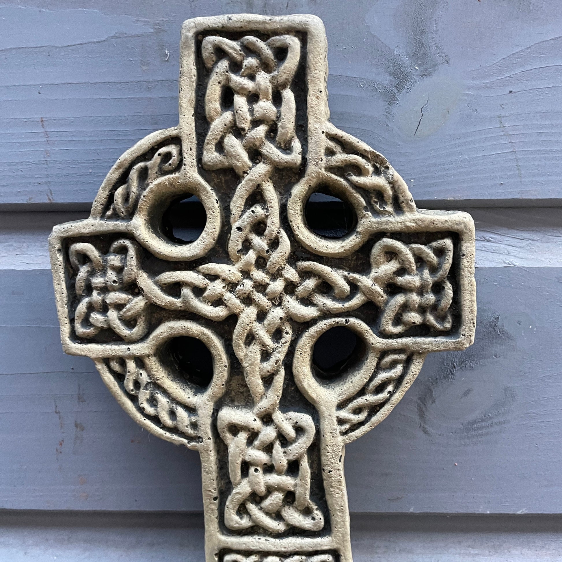 Aged Memento Mori / Medieval Style Sculpture / Gothic Celtic Cross Wall Art Plaque