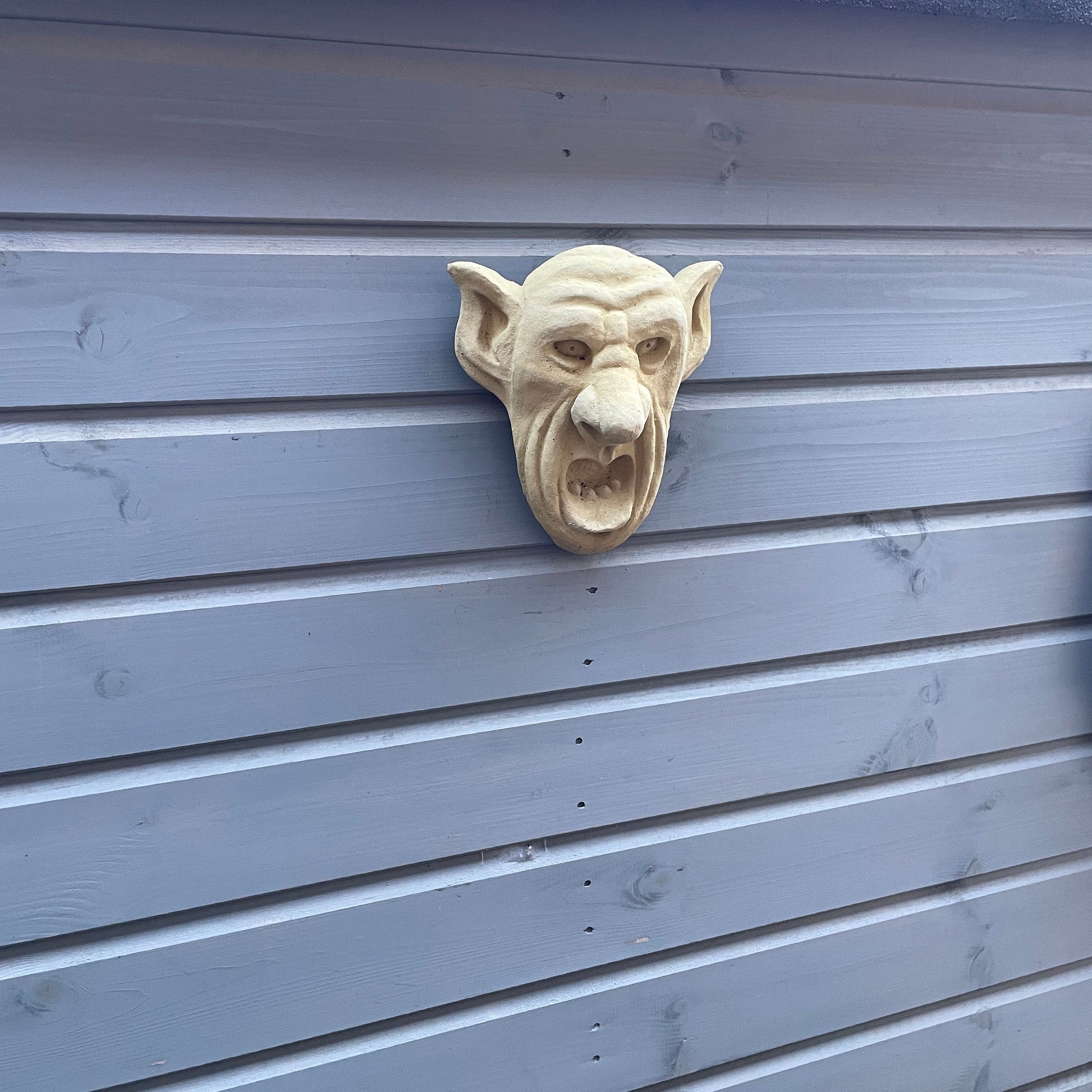 Plain Memento Mori / Medieval Style Sculpture / Gothic Church Big Ear Gargoyle Wall Art Plaque