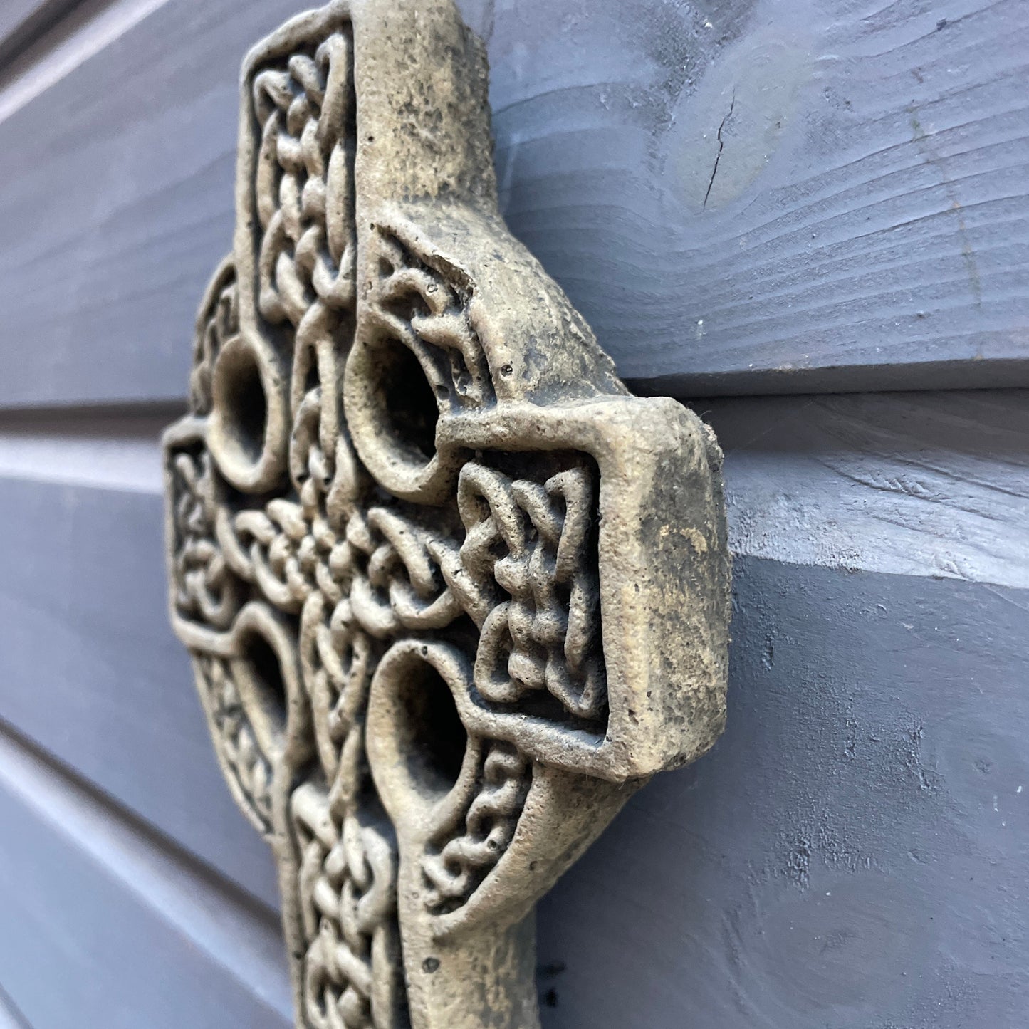 Aged Memento Mori / Medieval Style Sculpture / Gothic Celtic Cross Wall Art Plaque