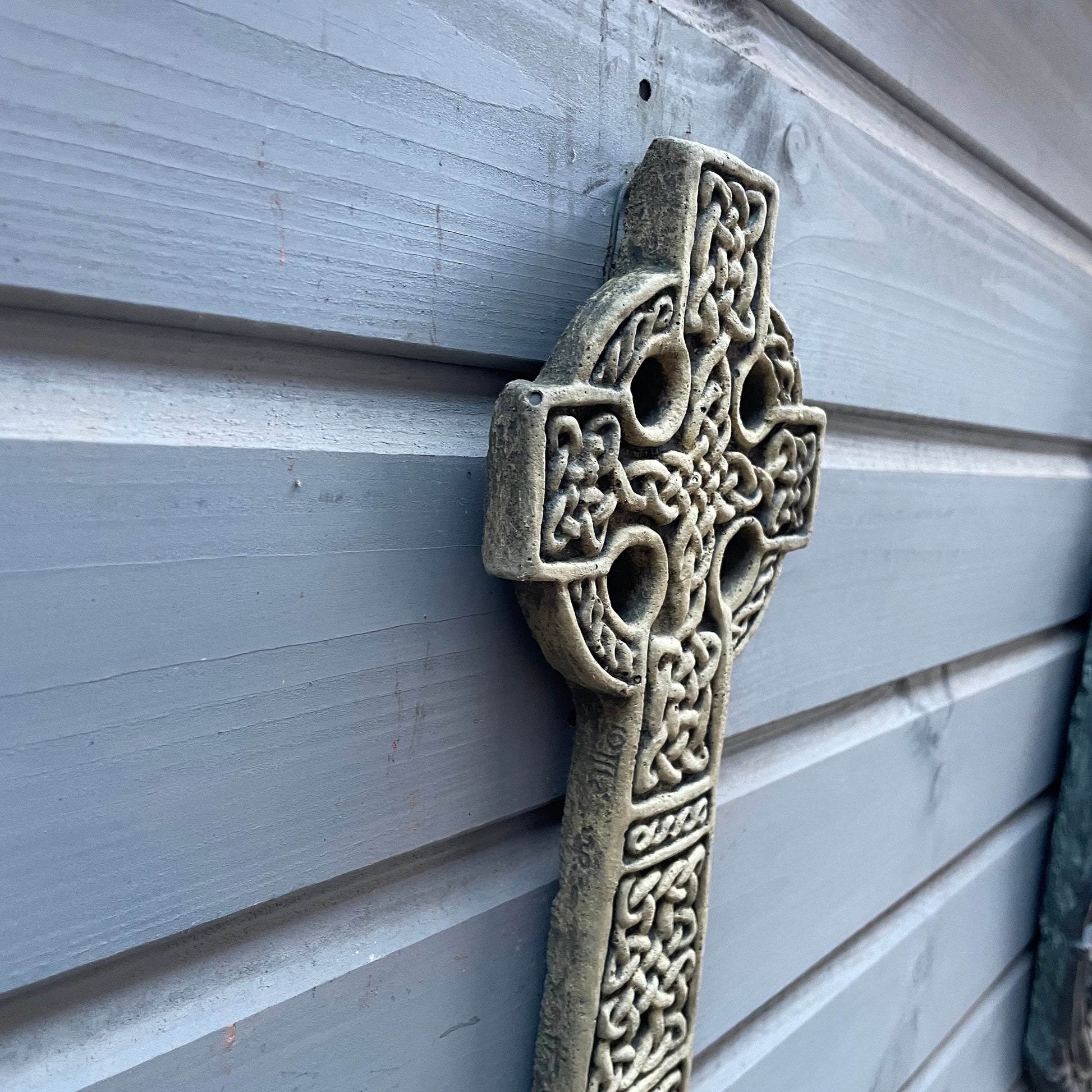 Aged Memento Mori / Medieval Style Sculpture / Gothic Celtic Cross Wall Art Plaque