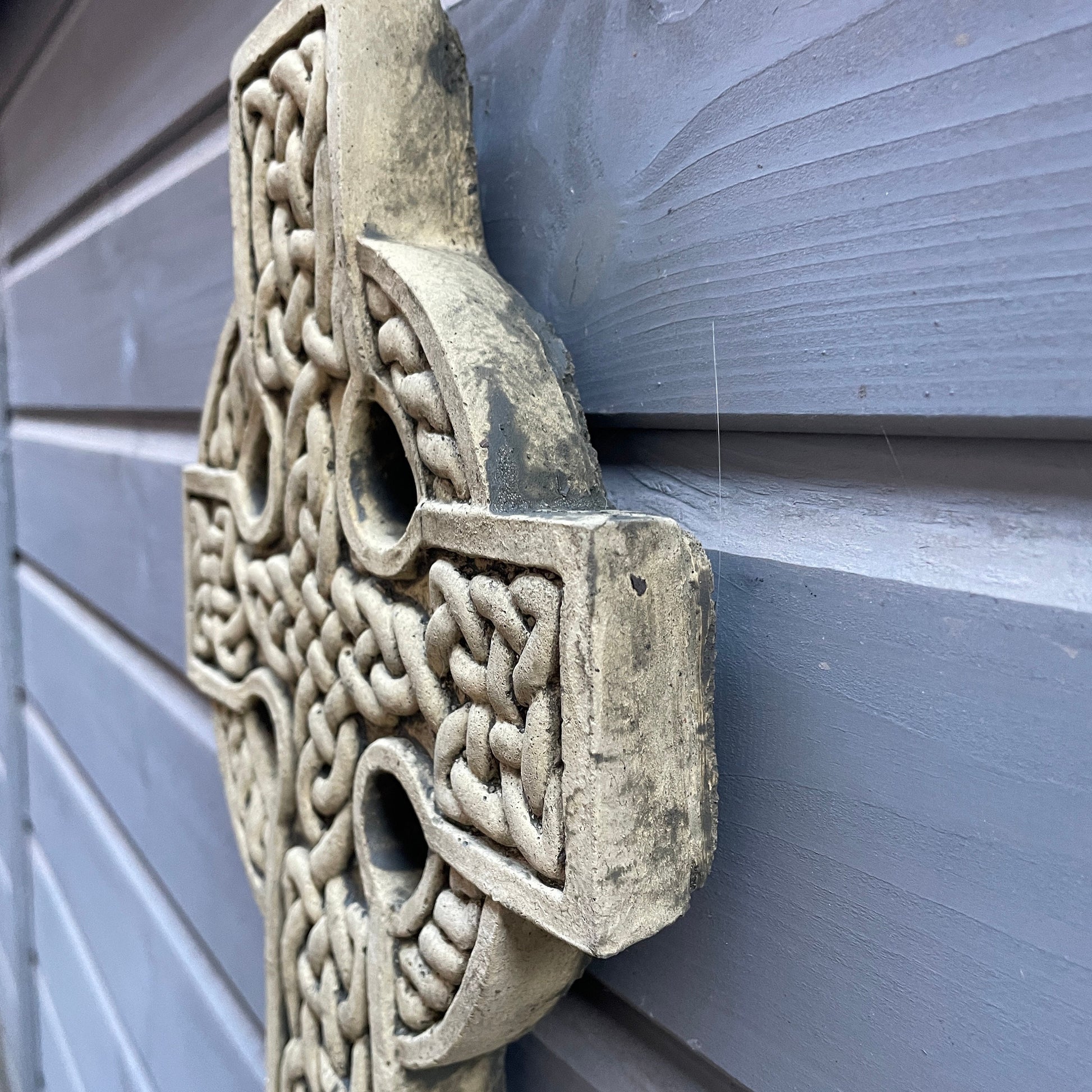 Aged Memento Mori / Medieval Style Sculpture / Large Gothic Celtic Cross Wall Art Plaque