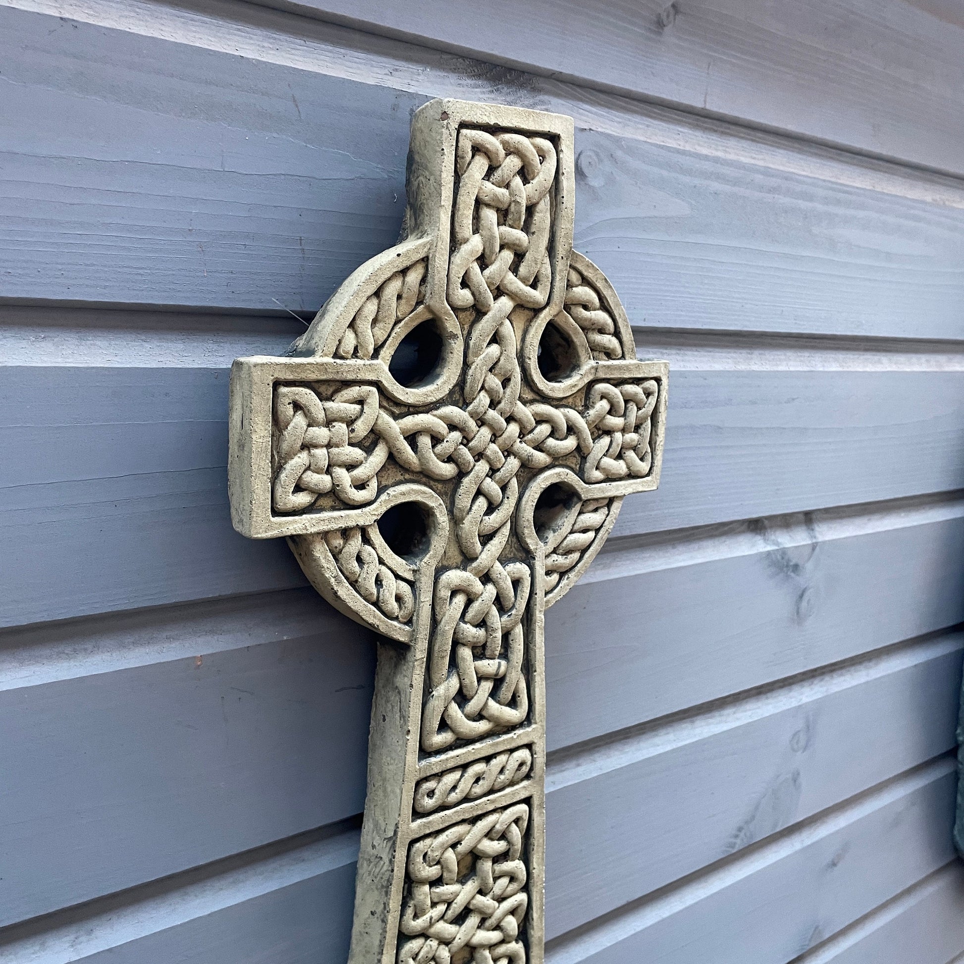 Aged Memento Mori / Medieval Style Sculpture / Large Gothic Celtic Cross Wall Art Plaque