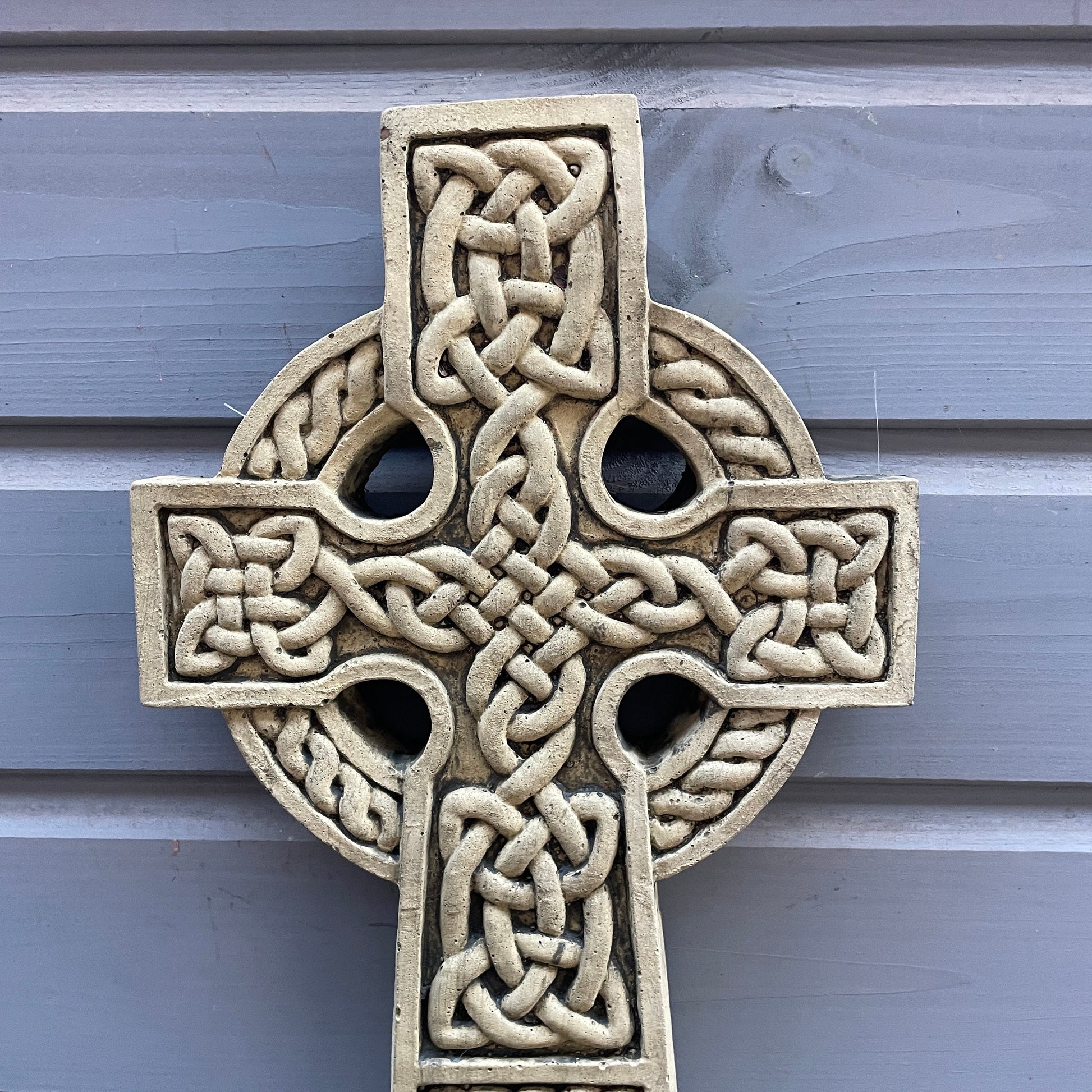 Aged Memento Mori / Medieval Style Sculpture / Large Gothic Celtic Cross Wall Art Plaque