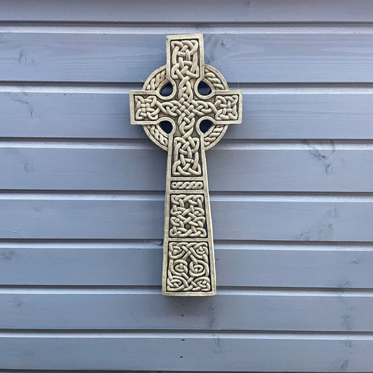 Aged Memento Mori / Medieval Style Sculpture / Large Gothic Celtic Cross Wall Art Plaque