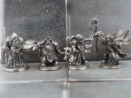 Dwarf Collection - Spell Casting Fantasy White-Metal Mini Figure Set - Mage/Warlocks/Wizards - D&D - Dungeon's And Dragons Models