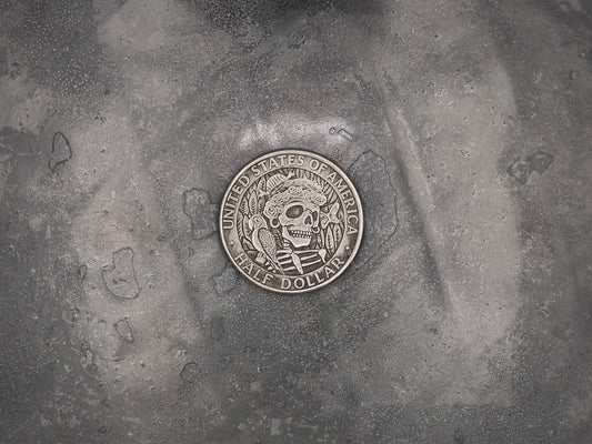 Hand Struck Half Dollar Skeleton Girl/Skulled Tattooed/Vanitas/MementoMori/Death/President .999 Silver Plated Replica Coin/Token/Medal