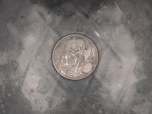 Hand Struck Morgan Silver Dollar Hour Glass Grim Reaper/Skull/Vanitas/MementoMori/Death .999 Silver Plated Replica Coin/Token/Medal