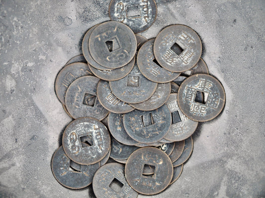 50 Set Of Antique Hand Struck Feng Shui Coins - Iconic Religious & Spiritual Token/Medallion