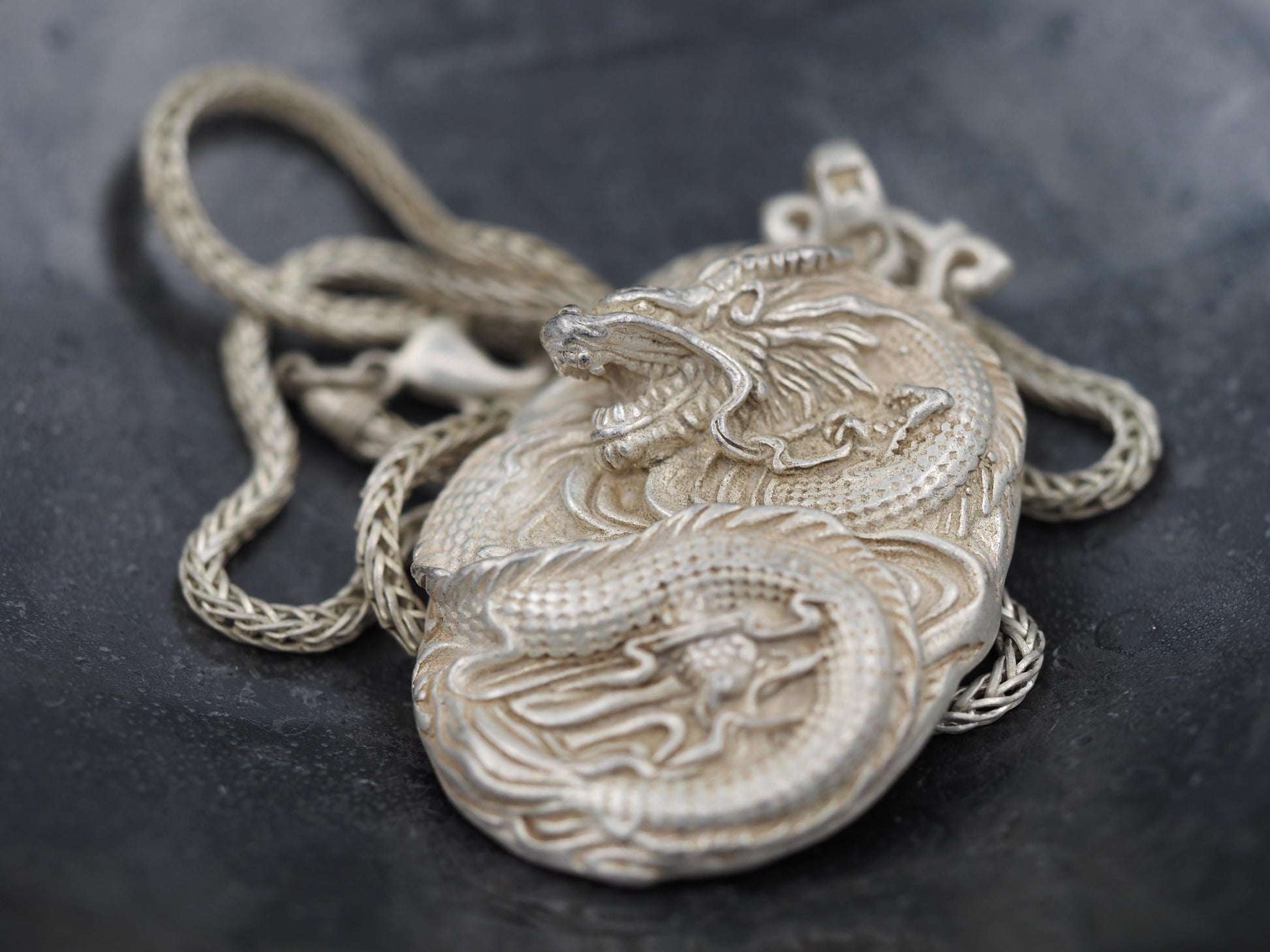 Original Dragon Design, Monster Silver Necklace - A Fine Hand Forged, Mythic/Fantasy D&D Gift For Him Or Her - Silver Covered