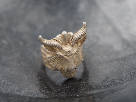 Original Memento Mori Baphomet Design,Knights Templar Ring - A Heavy Hand Forged, Gothic Gift For Him Or Her - Silver Covered