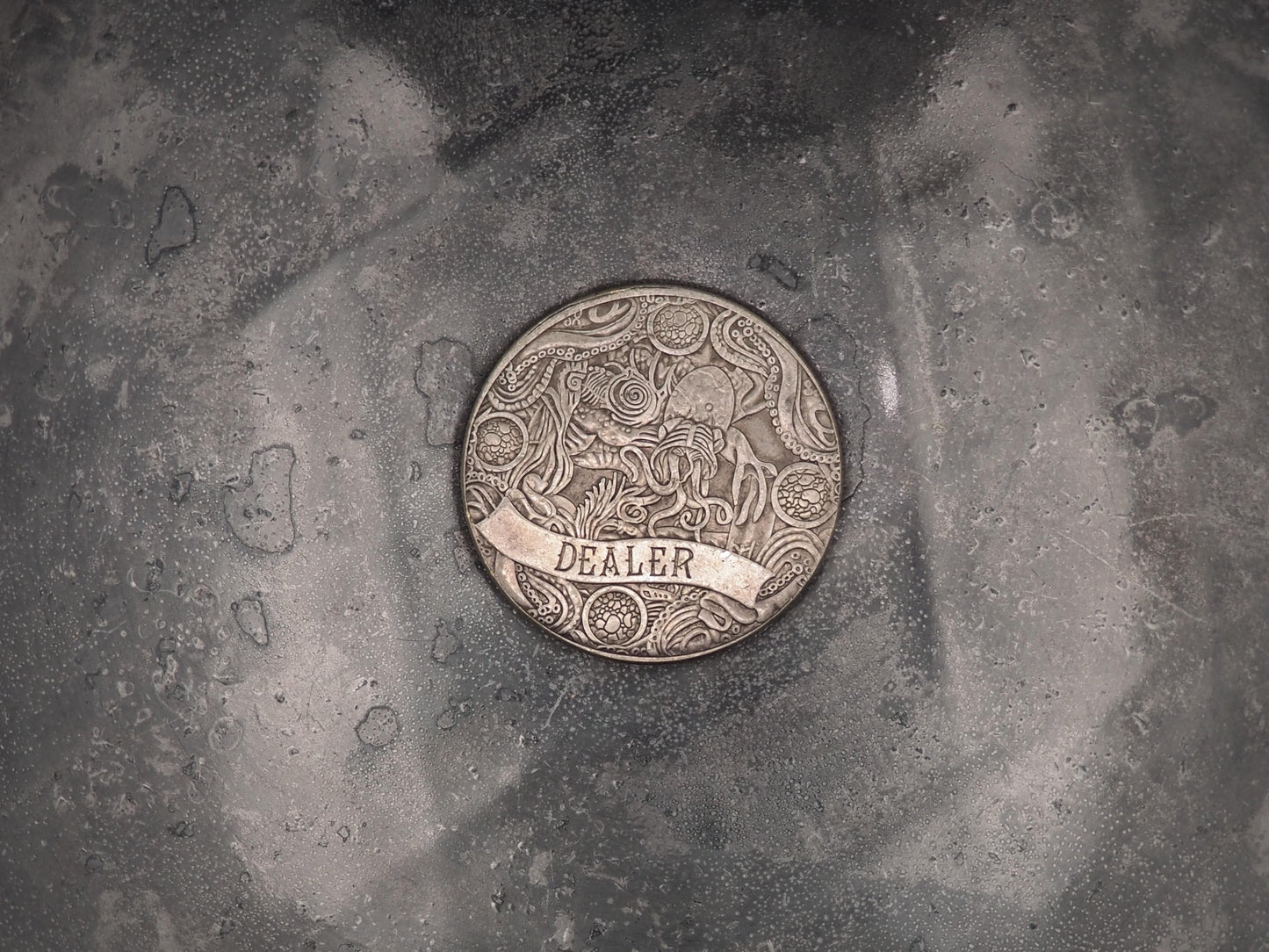 Hand Struck Skull Gambling Poker Chip - Big & Little Blind - U.S.A. Morgan Dollar .999 Plated Replica Coin/Token