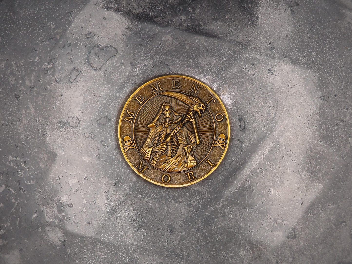 Hand Struck Heavy Metal Memento Mori Reaper - A Death Skull & Crossbones Medallion - Skull/Vanitas/Death/Medal/Collectors Metal Coin