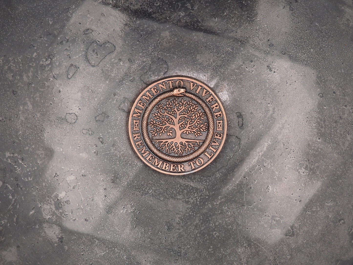 Hand Struck Memento Mori Cracked Skull & Snake - An Eternal Serpent Medallion - Skull/Vanitas/Death/Medal/Collectors Metal Coin