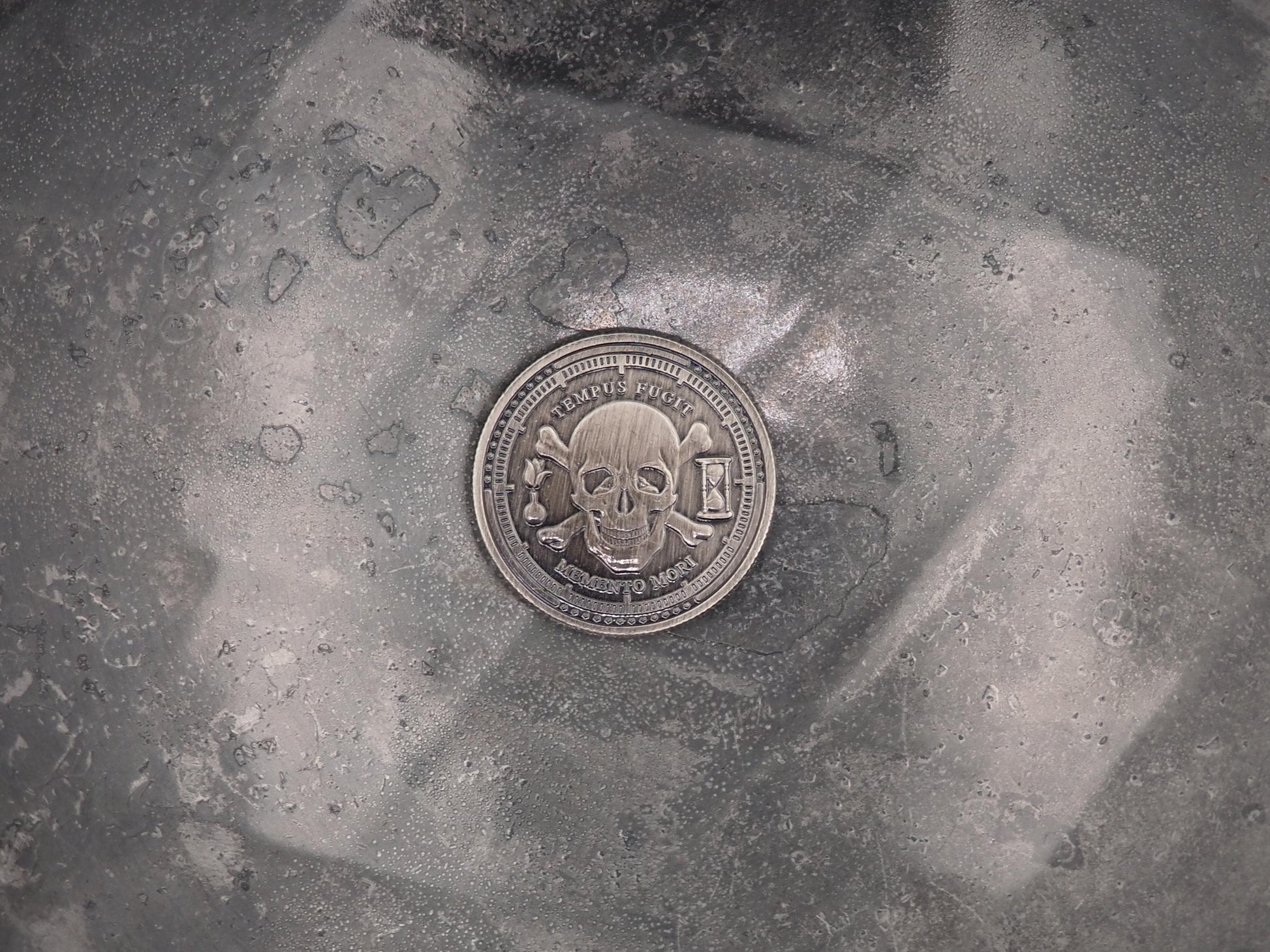 Hand Struck Metal Memento Mori Crossboned Skull & Eternal Tree Of Spiritual Faith Medallion - Skull/Vanitas/Death/Medal/Collectors Coin