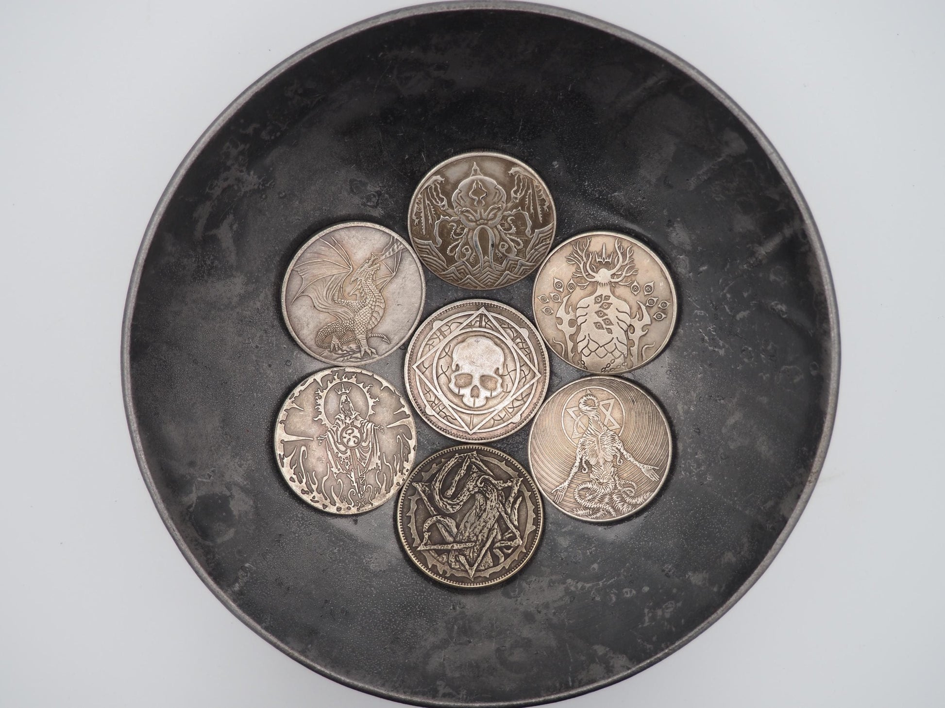 Set Of 7 Dungeons And Dragons D&S RPG MTG Themed U.S.A. Morgan Dollar .999 Plated Coins/Token - Gaming, Dice, Board Counters/Set Pieces