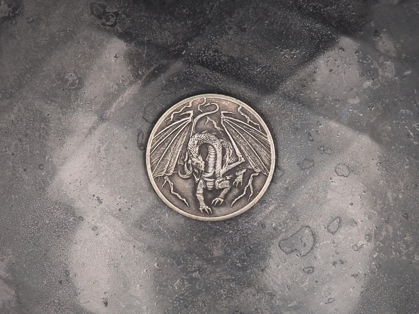 Hand Struck Morgan Storm Dragon -Carved/Hobo/Skull/Vanitas/MementoMori/Freemasonry/Masonic .999 Silver Plated Replica Coin