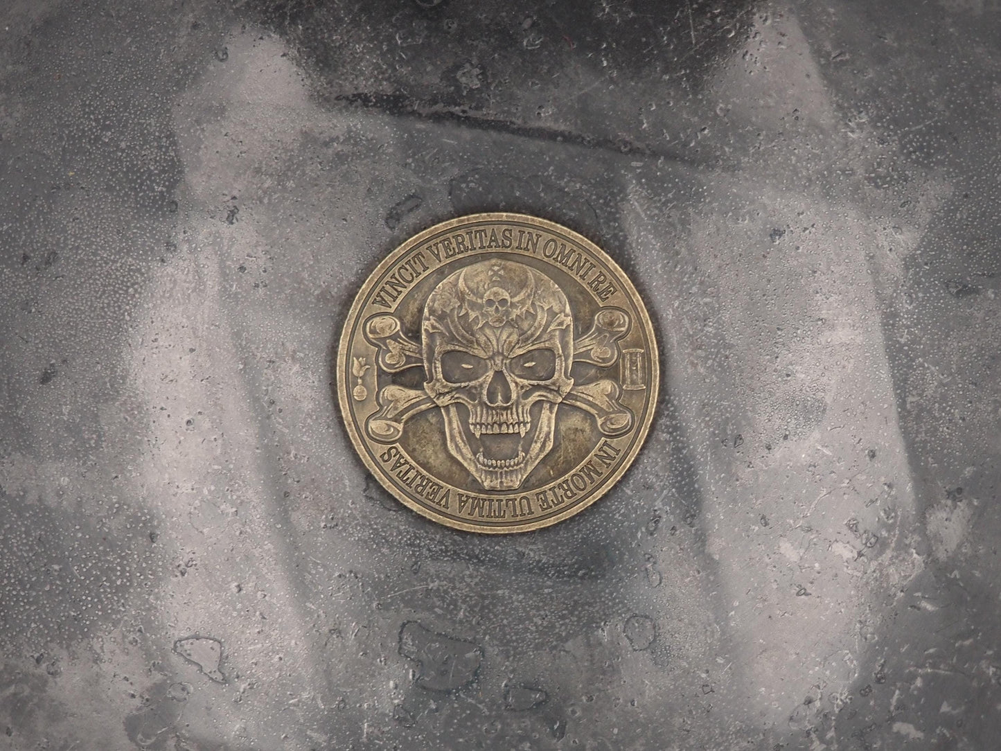 Silvered Skull - "Only Death Is True" Coin - Hand Struck RPG TCG D&D Token/Medal -MementoMori/Vanitas/Death/Freemasonry/Masonic Relief