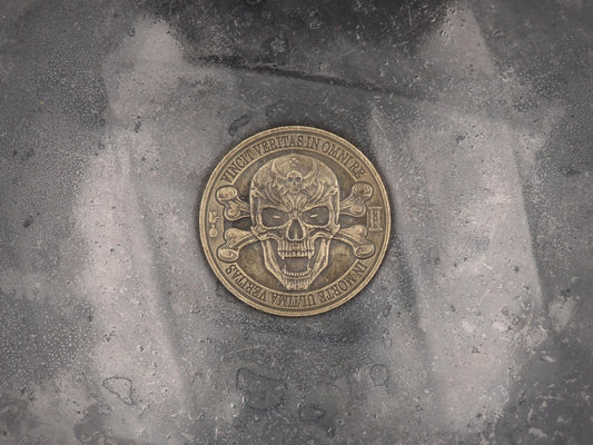 Bronzed Skull - "Only Death Is True" Coin - Hand Struck RPG TCG D&D Token/Medal -MementoMori/Vanitas/Death/Freemasonry/Masonic Relief