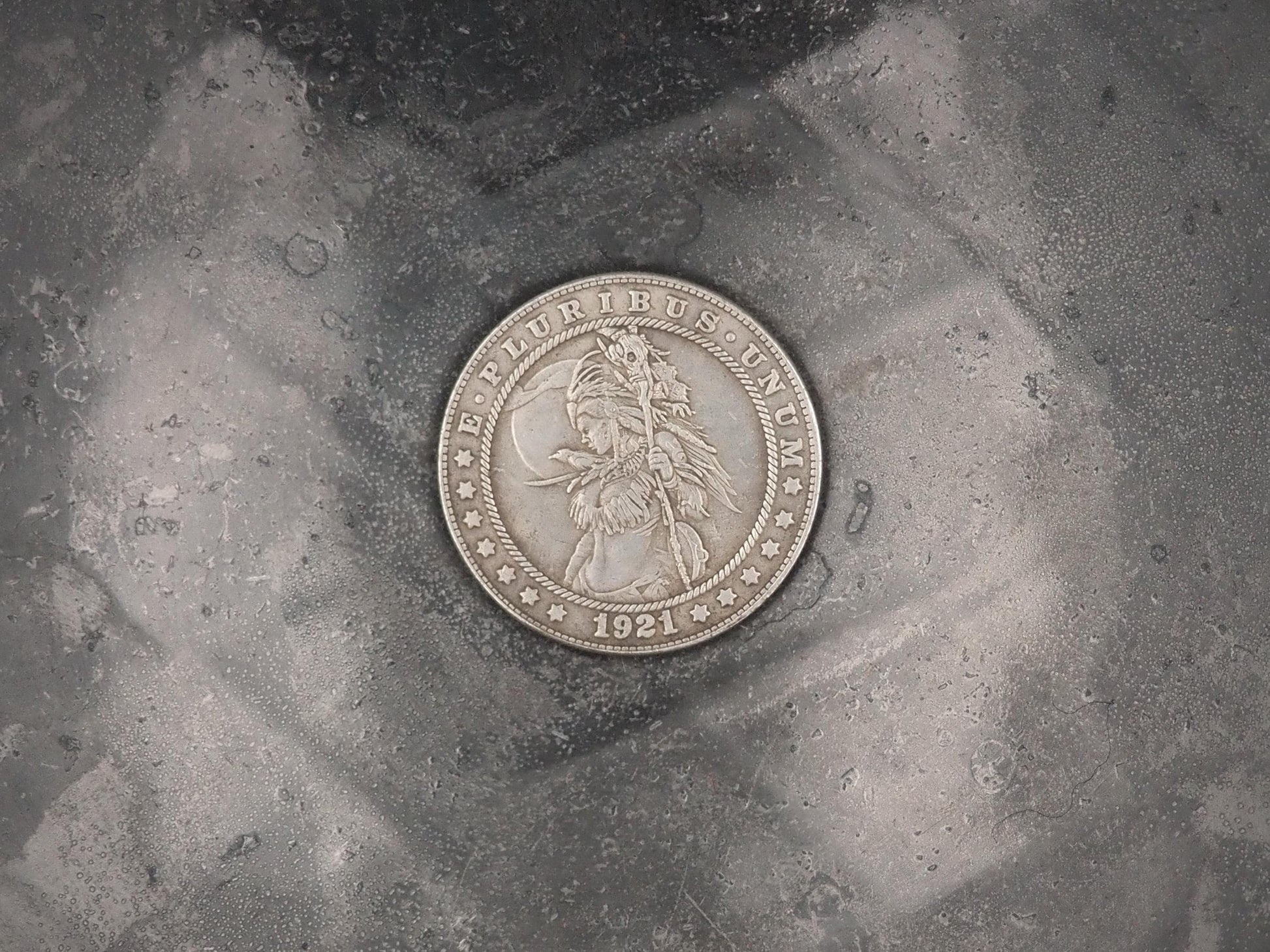 Hand Struck Morgan Silver Dollar Carved/The Last Shaman/Pagan/Occult .999 Silver Plated Replica Coin/Token/Medal