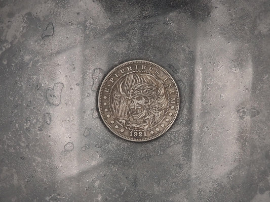 Hand Struck Forsaken Skeleton Warrior Of The Lich King - U.S.A. Morgan Dollar .999 Plated Replica Coin/Token For A Cabinet Of Curiosities