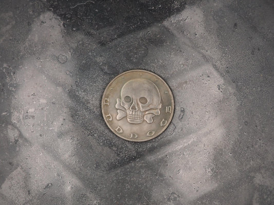 Hand Struck Memento Mori Skull Commemorative Token - German/1919/Vanitas/Death/Medal .999 Silver Plated Unique Collectors Coin