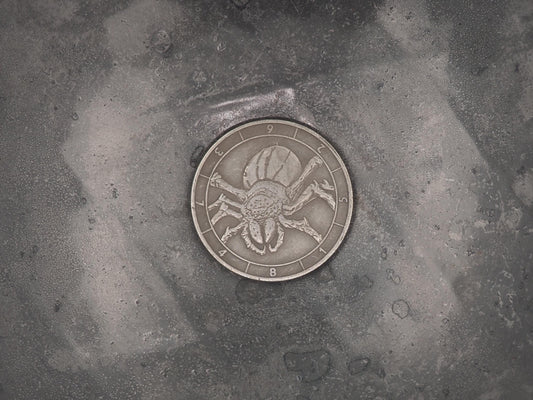 Hand Struck Morgan Silver Dollar Monster Spider Of The Black Cavan Depths - D&D, RPG, MTG Gaming Coin/Token/Medal