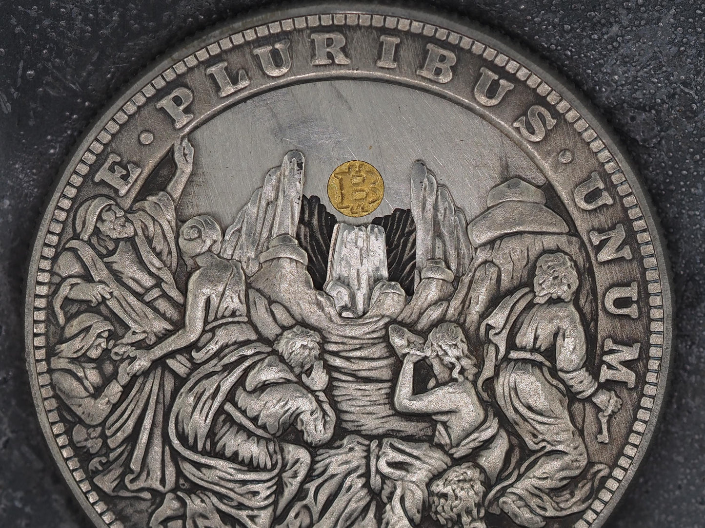 Unique Mechanical Morgan Dollar Hidden Bitcoin / Crypto .999 Silver Plated Replica Coin With Mechanism Movement