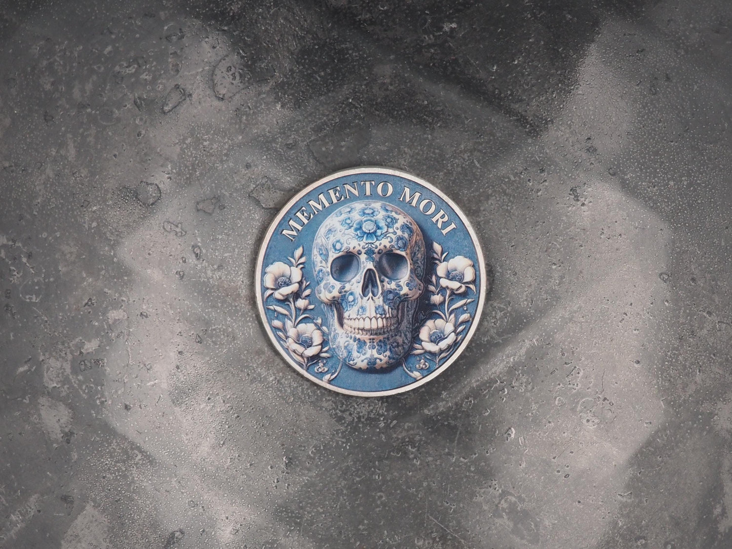 Hand Struck Metal Relief Memento Mori Day Of The Dead Skull - Skull/Skeleton/Vanitas/Death/Gothic/Medal/Collectors Coin