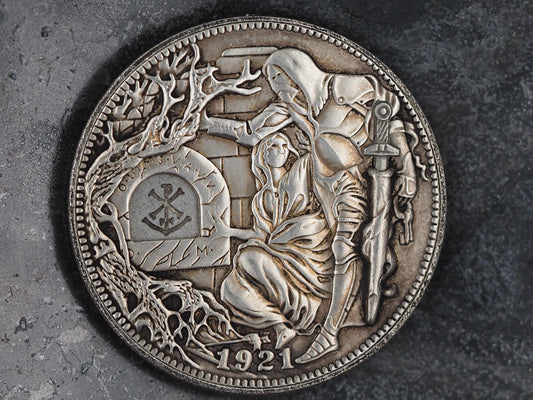 Unique Mechanical Lesser Coin Morgan Silver Dollar Knight Of The Holy Grail - Arthur Replica Coin/Token With Mechanism Movement